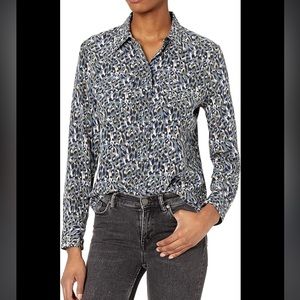 Olsen leopard print button up blouse size xs